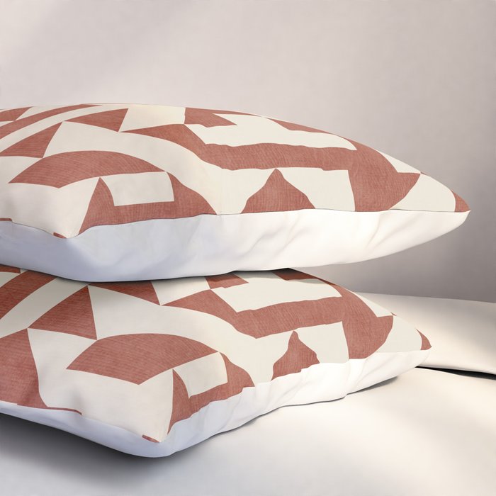 Dark Terracotta Geometric Modern Minimalist Artwork Pillow Sham Gallery Image 3