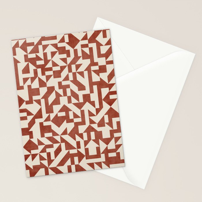 Dark Terracotta Geometric Modern Minimalist Artwork Stationery Card Gallery Image 2