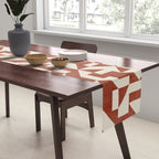 Dark Terracotta Geometric Modern Minimalist Artwork Table Runner Gallery Image 2