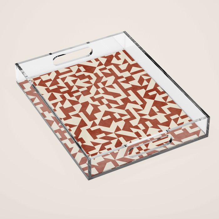 Dark Terracotta Geometric Modern Minimalist Artwork Acrylic Tray Gallery Image 1