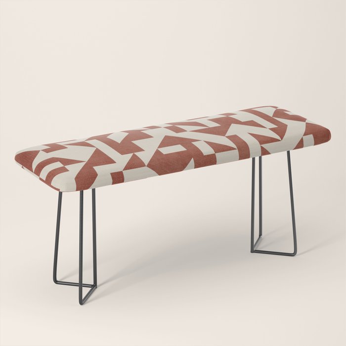 Dark Terracotta Geometric Modern Minimalist Artwork Bench Gallery Image 1