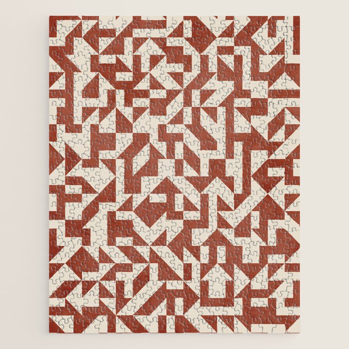Dark Terracotta Geometric Modern Minimalist Artwork Jigsaw Puzzle Gallery Image 1