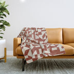 Dark Terracotta Geometric Modern Minimalist Artwork Throw Blanket Gallery Image 1