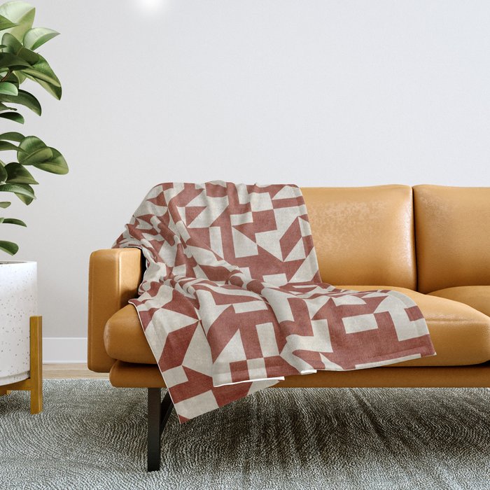 Dark Terracotta Geometric Modern Minimalist Artwork Throw Blanket Gallery Image 1