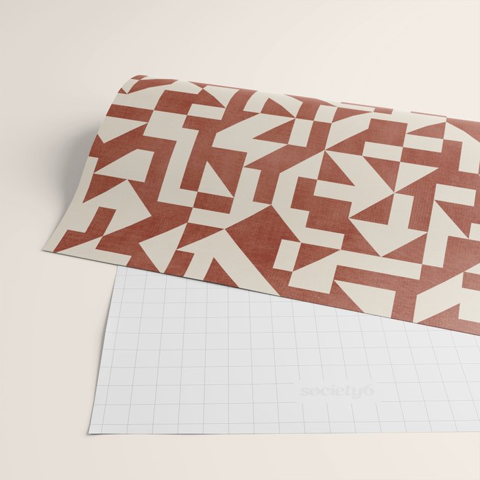 Dark Terracotta Geometric Modern Minimalist Artwork Wrapping Paper Gallery Image 2