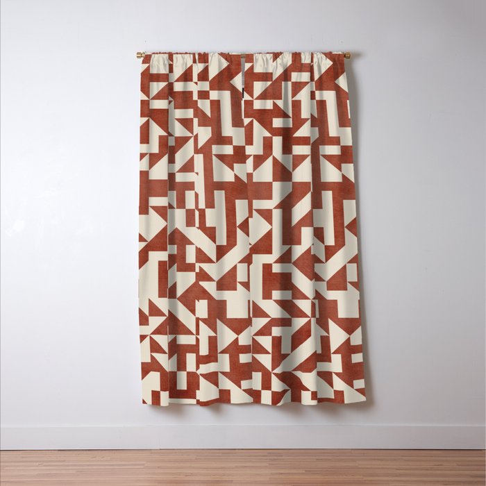 Dark Terracotta Geometric Modern Minimalist Artwork Window Curtain Gallery Image 3