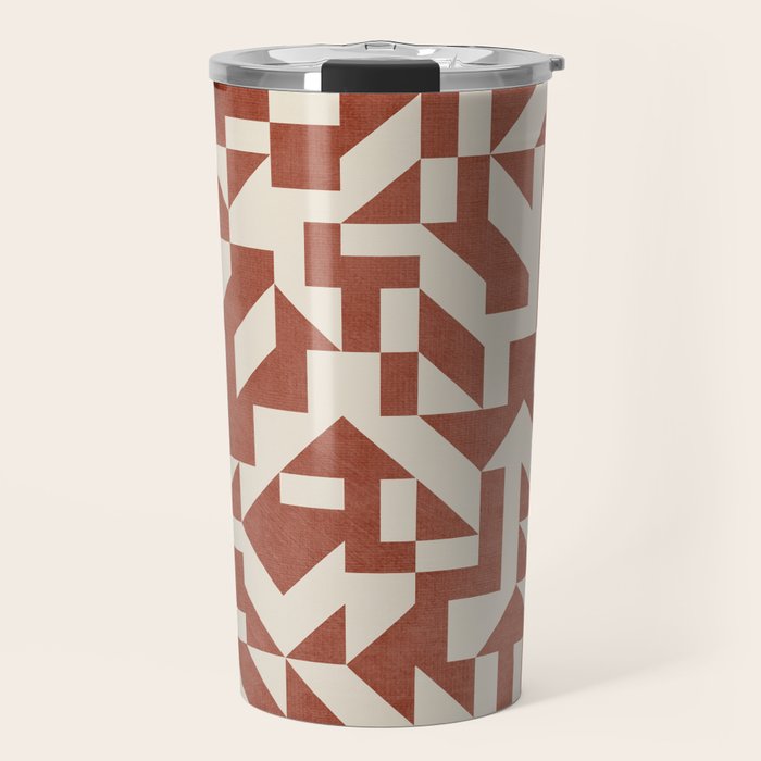 Dark Terracotta Geometric Modern Minimalist Artwork Travel Mug Gallery Image 1
