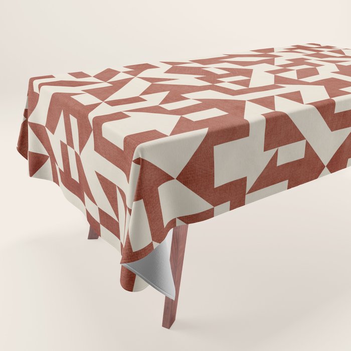 Dark Terracotta Geometric Modern Minimalist Artwork Tablecloth Gallery Image 1