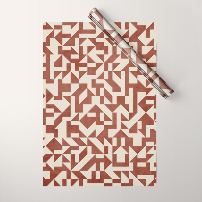 Dark Terracotta Geometric Modern Minimalist Artwork Wrapping Paper Gallery Image 1