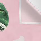 T-Rex Enjoying Coffee in Pink Wall Tapestry Gallery Image 3