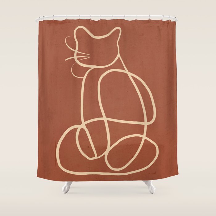Abstract Line Art Cat 7 Shower Curtain Gallery Image 1