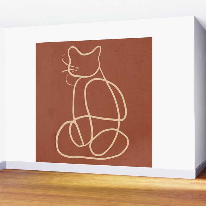 Abstract Line Art Cat 7 Wall Mural Gallery Image 2