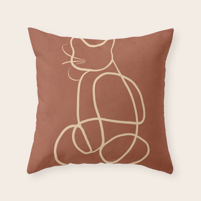 Abstract Line Art Cat 7 Throw Pillow Gallery Image 1