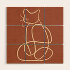 Abstract Line Art Cat 7 Wood Wall Art Gallery Image 1