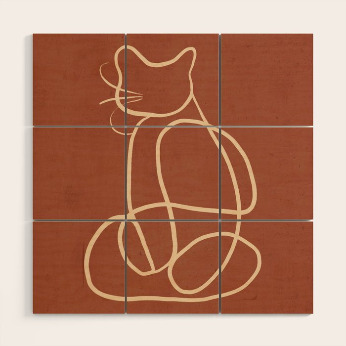 Abstract Line Art Cat 7 Wood Wall Art Gallery Image 1