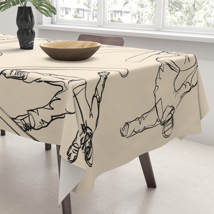 Minimal Skiers Line Art 2 Tablecloth Gallery Image 3