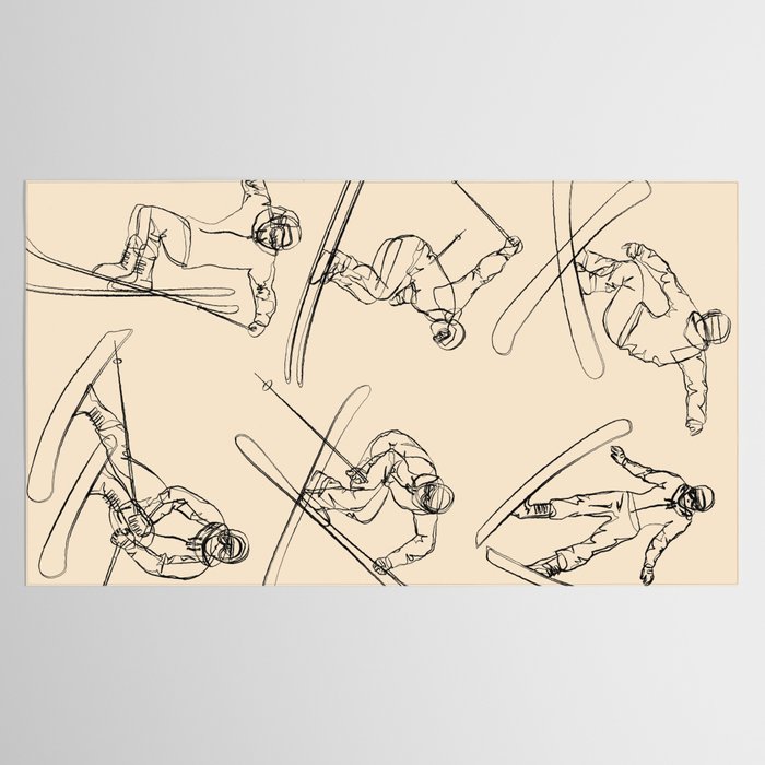 Minimal Skiers Line Art 2 Tablecloth Gallery Image 2