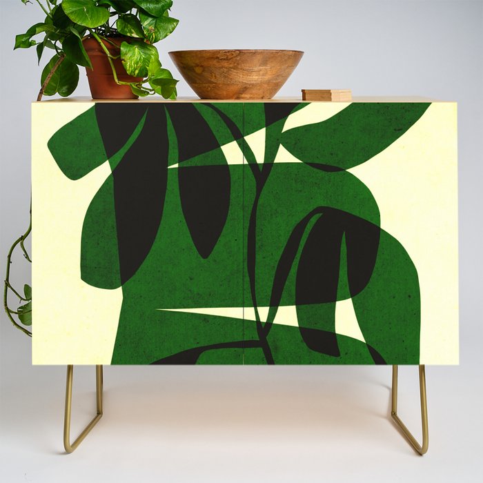 Abstract botanical-green shape  Credenza Gallery Image 1