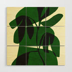 Abstract botanical-green shape  Wood Wall Art Gallery Image 1