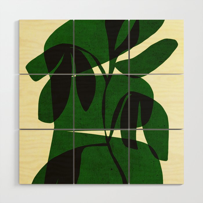 Abstract botanical-green shape  Wood Wall Art Gallery Image 1