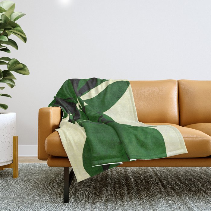 Abstract botanical-green shape  Throw Blanket Gallery Image 1