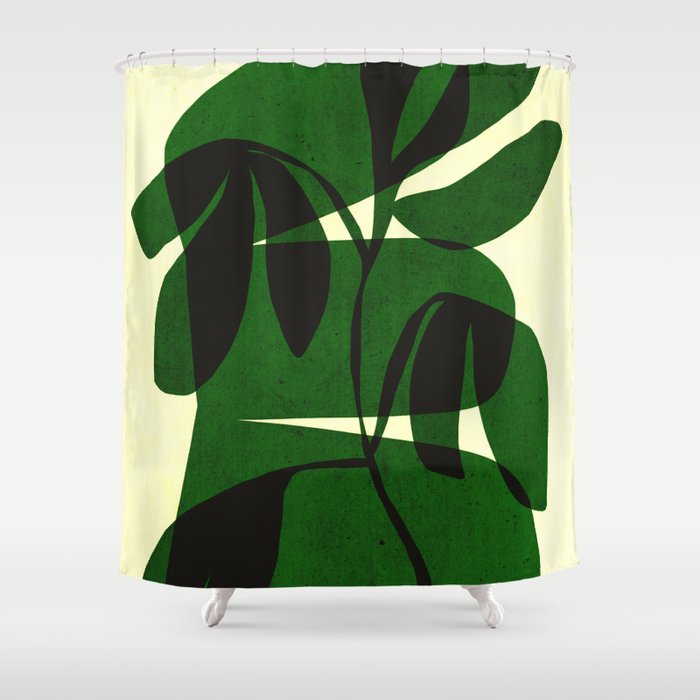 Abstract botanical-green shape  Shower Curtain Gallery Image 1