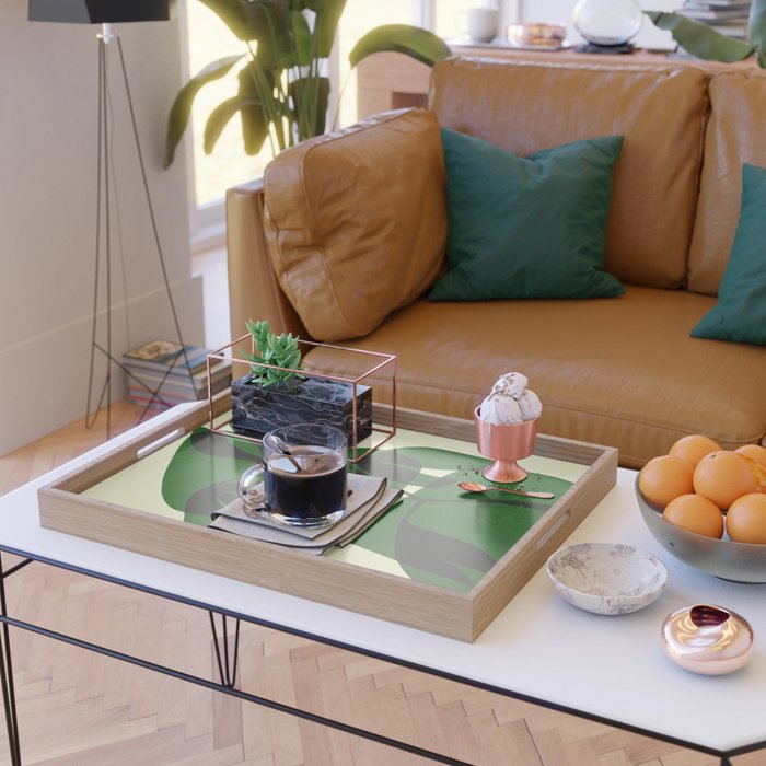 Abstract botanical-green shape  Serving Tray Gallery Image 2