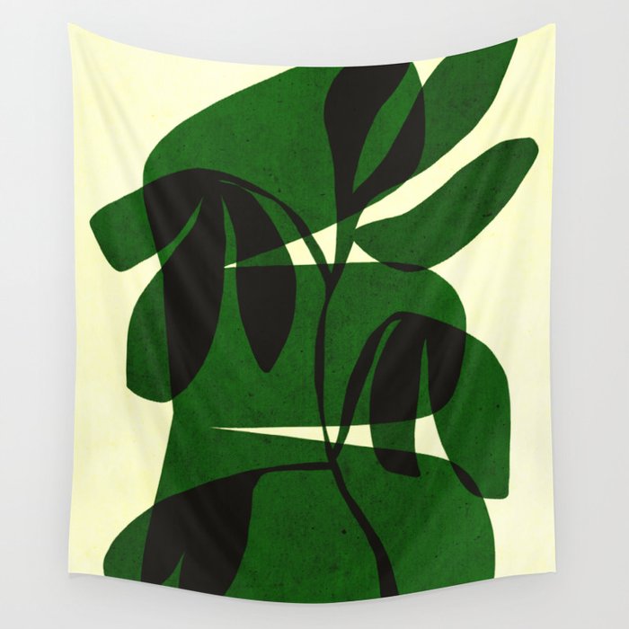 Abstract botanical-green shape  Wall Tapestry Gallery Image 4