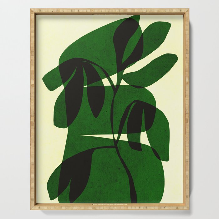Abstract botanical-green shape  Serving Tray Gallery Image 1