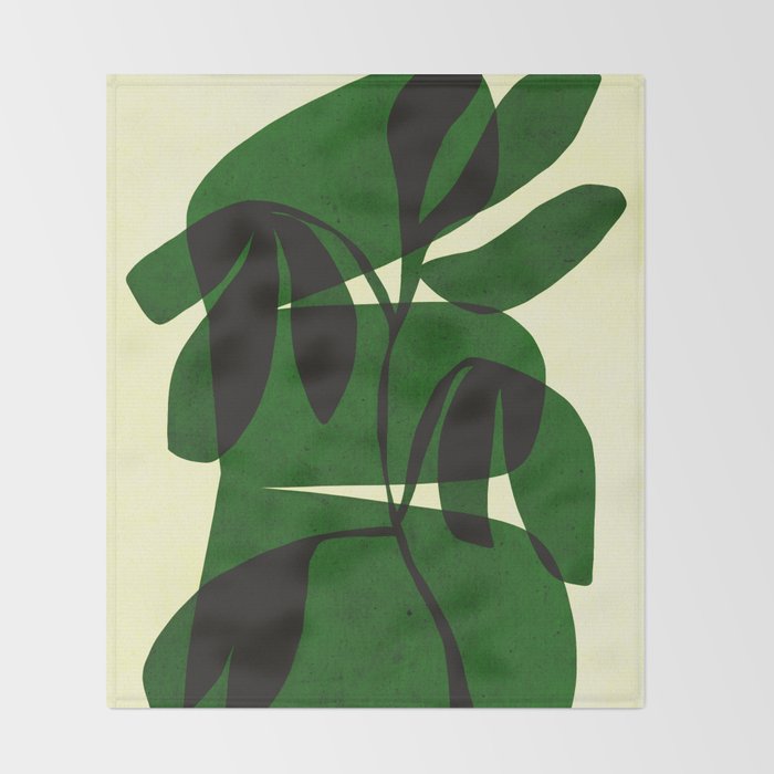 Abstract botanical-green shape  Throw Blanket Gallery Image 2