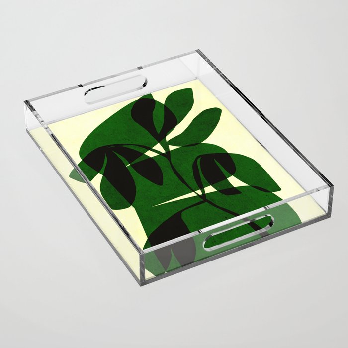 Abstract botanical-green shape  Acrylic Tray Gallery Image 1