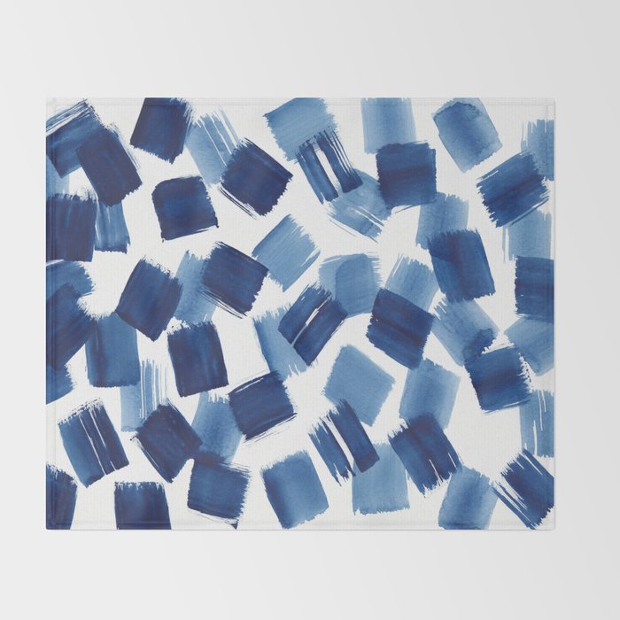 Indigo Brush Strokes | No.1 Throw Blanket Gallery Image 2