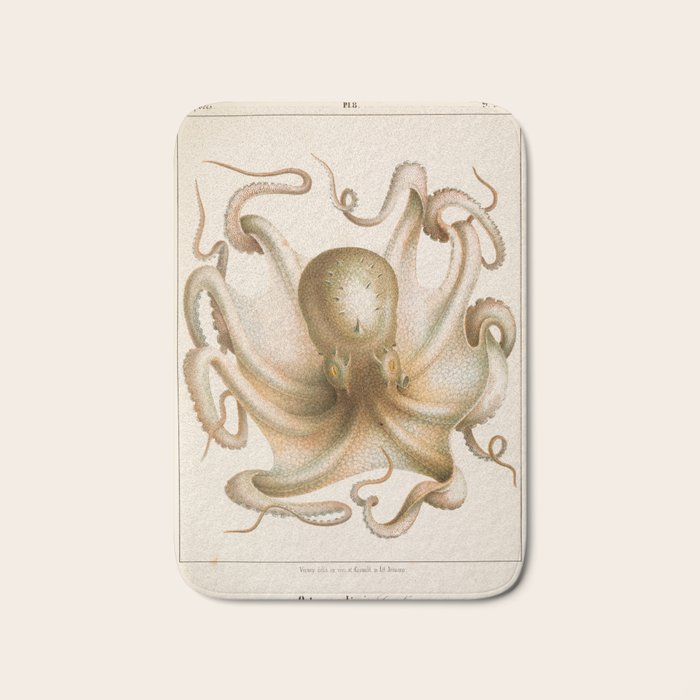 Octopus from "Mollusques Méditeranéens" by Jean Baptiste Vérany, 1851 Bath Mat Gallery Image 1