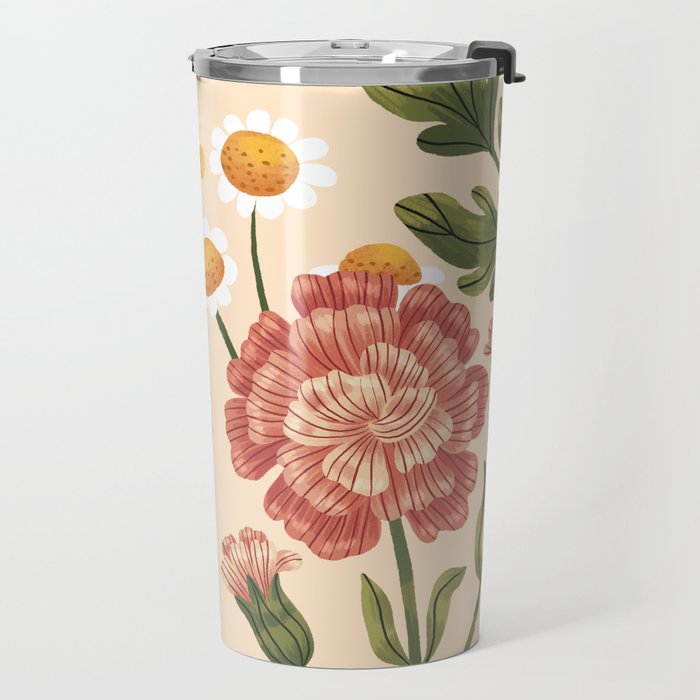 Wild Flowers ~ vol4. ~ light  vintage inspired botanical Travel Mug Gallery Image 2