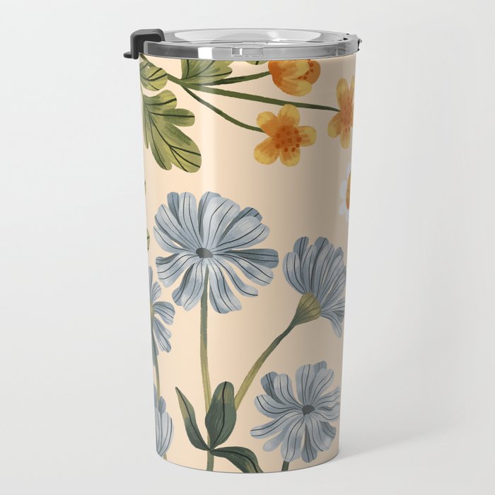 Wild Flowers ~ vol4. ~ light  vintage inspired botanical Travel Mug Gallery Image 3