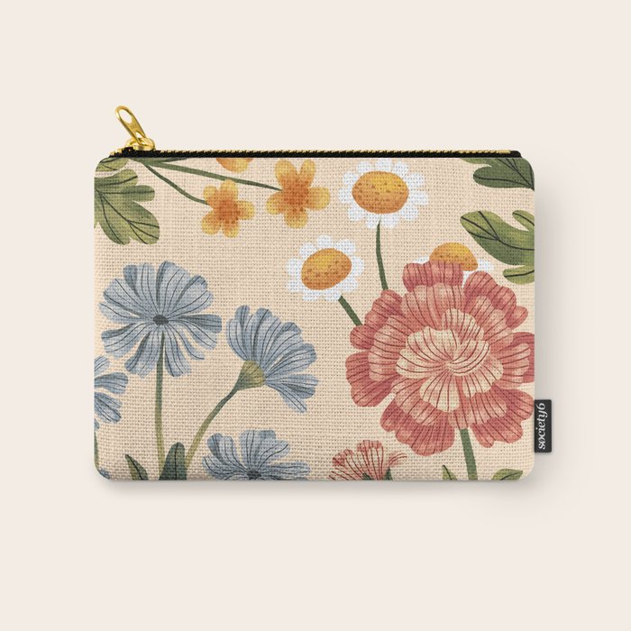 Wild Flowers ~ vol4. ~ light  vintage inspired botanical Carry All Pouch Gallery Image 1