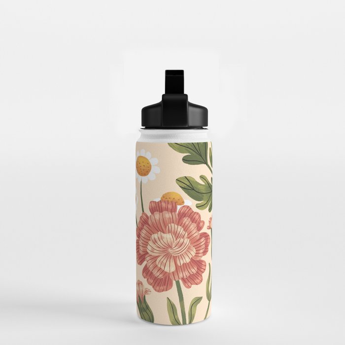 Wild Flowers ~ vol4. ~ light  vintage inspired botanical Water Bottle Gallery Image 2