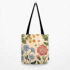 Wild Flowers ~ vol4. ~ light  vintage inspired botanical Tote Bag Gallery Image 2