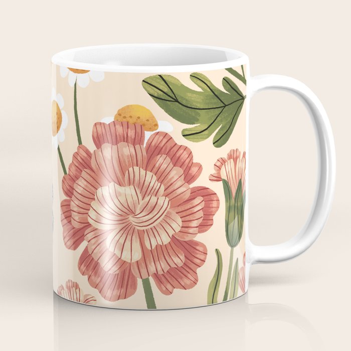 Wild Flowers ~ vol4. ~ light  vintage inspired botanical Coffee Mug Gallery Image 1