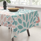 Modern Flowers Print, Coral, Pink and Teal Tablecloth Gallery Image 3