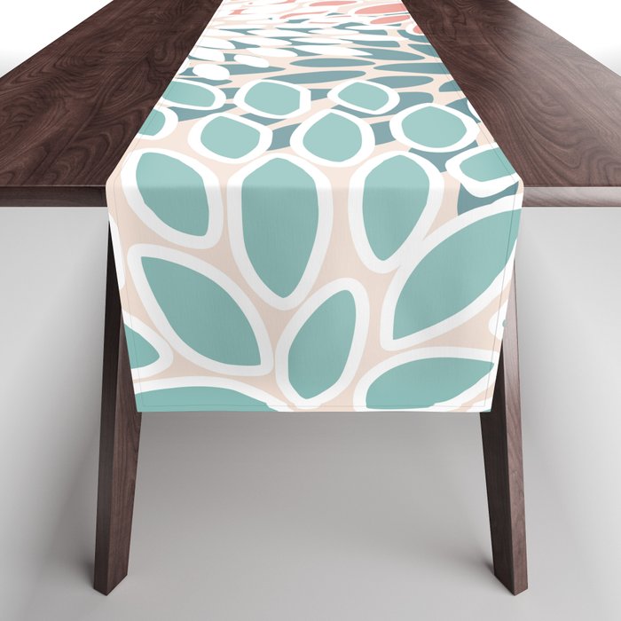Modern Flowers Print, Coral, Pink and Teal Table Runner Gallery Image 1