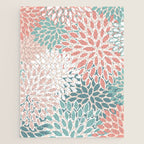 Modern Flowers Print, Coral, Pink and Teal Jigsaw Puzzle Gallery Image 1