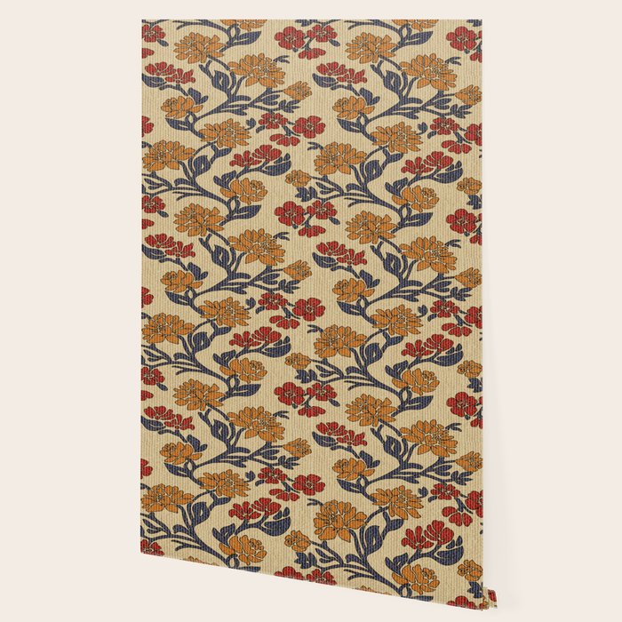 Vintage victorian floral upholstery fabric light background Wallpaper Gallery Image 2