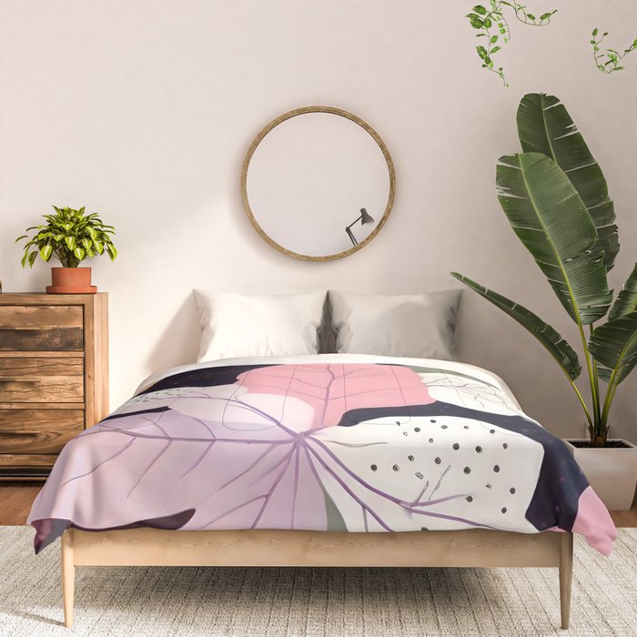 Hope Blossoms, Nature Botanical Dark Garden, Positivity Blush Pastel Bohemian, Vintage Illustration Painting Neutral Eclectic Plants Comforter Gallery Image 3