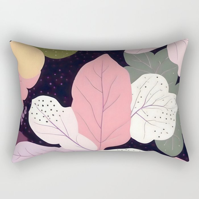 Hope Blossoms, Nature Botanical Dark Garden, Positivity Blush Pastel Bohemian, Vintage Illustration Painting Neutral Eclectic Plants Rectangular Pillow Gallery Image 1