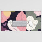 Hope Blossoms, Nature Botanical Dark Garden, Positivity Blush Pastel Bohemian, Vintage Illustration Painting Neutral Eclectic Plants Desk Mat Gallery Image 1