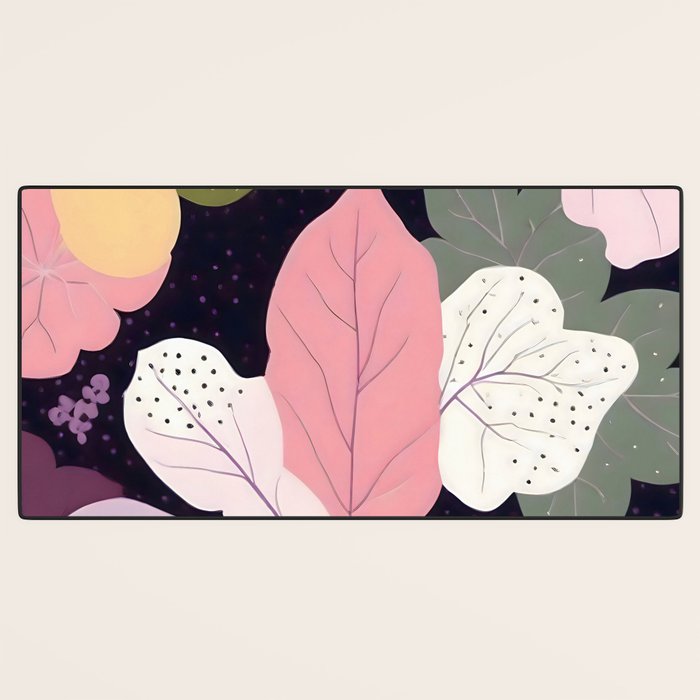 Hope Blossoms, Nature Botanical Dark Garden, Positivity Blush Pastel Bohemian, Vintage Illustration Painting Neutral Eclectic Plants Desk Mat Gallery Image 3