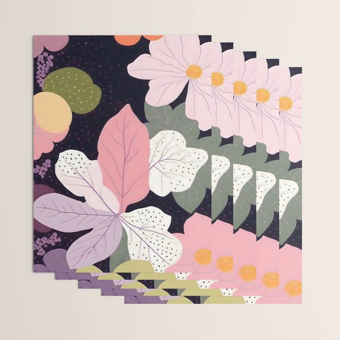 Hope Blossoms, Nature Botanical Dark Garden, Positivity Blush Pastel Bohemian, Vintage Illustration Painting Neutral Eclectic Plants Wrapping Paper Gallery Image 3