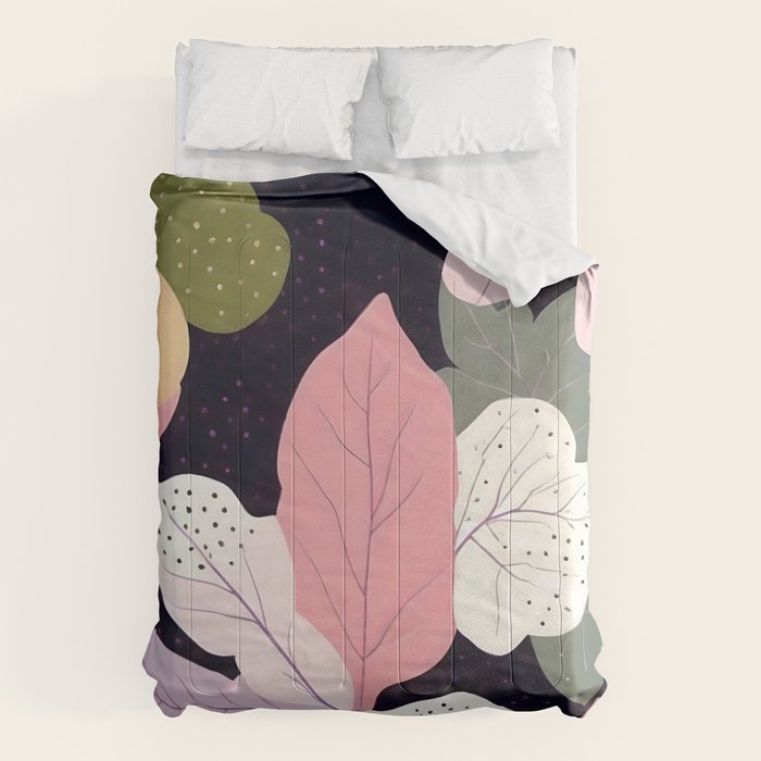 Hope Blossoms, Nature Botanical Dark Garden, Positivity Blush Pastel Bohemian, Vintage Illustration Painting Neutral Eclectic Plants Comforter Gallery Image 6