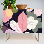Hope Blossoms, Nature Botanical Dark Garden, Positivity Blush Pastel Bohemian, Vintage Illustration Painting Neutral Eclectic Plants Credenza Gallery Image 1